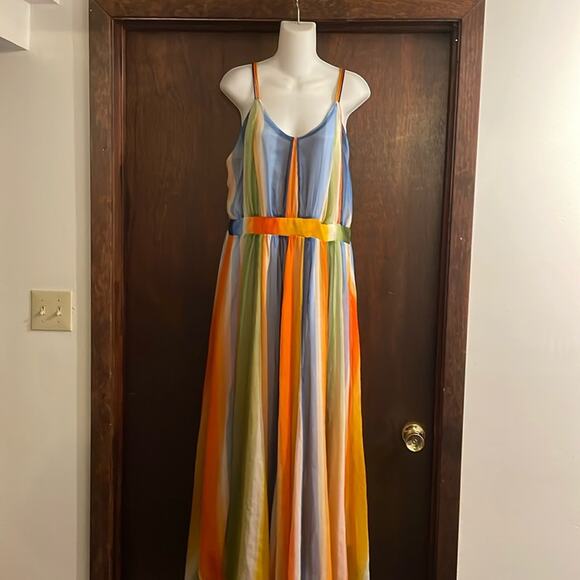 Chelsea & Theodore Dresses & Skirts - Chelsea & Theodore Brand Rainbow Stripe Chiffon Maxi Dress Women's size 10